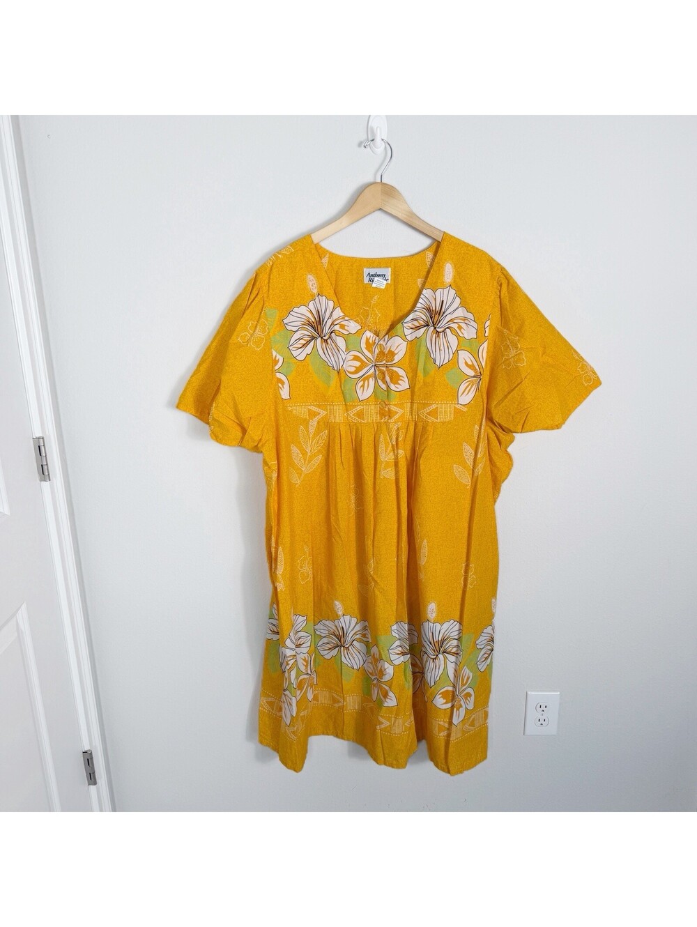 Anthony Richards 4X Floral Muu Muu House Dress Plus Size Yellow Hawaiian